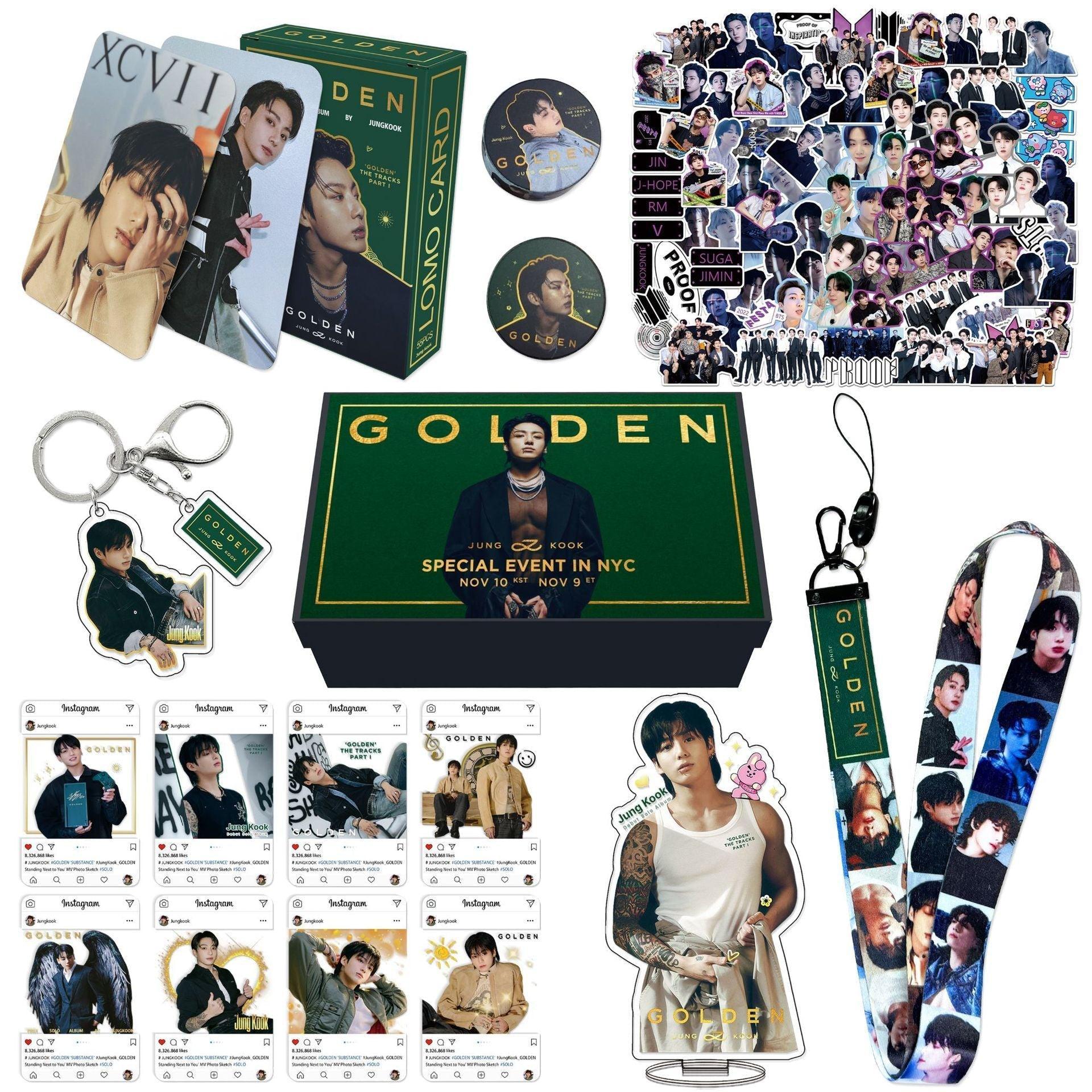 BTS JUNGKOOK GOLDEN KIT WITH 159 PIECES (GIFT BOX WITH/ VARIOUS