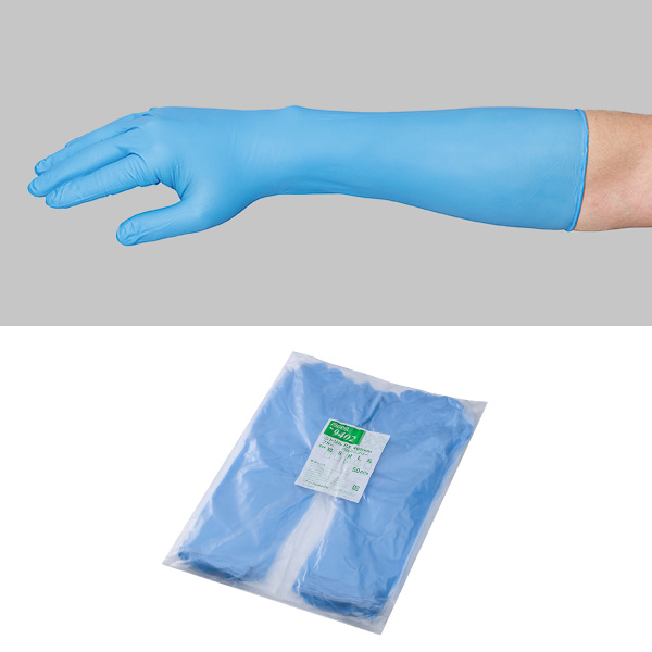No.9402 ニトリルP.F. 400mm ブルー パウダーフリー | 手袋(ニトリル