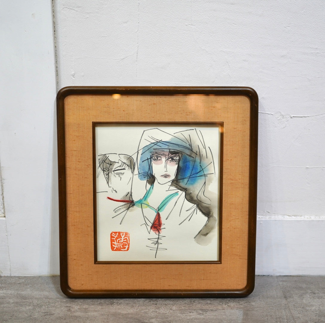 池田満寿夫 肉筆画 「男女」中古 日本画 絵 絵画 アート 美術 芸術