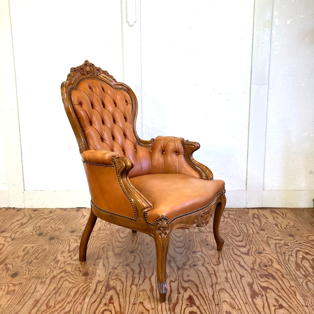 イタリア製☆ロココ様式☆スプーンバックチェア☆猫脚 鋲打ち 高級