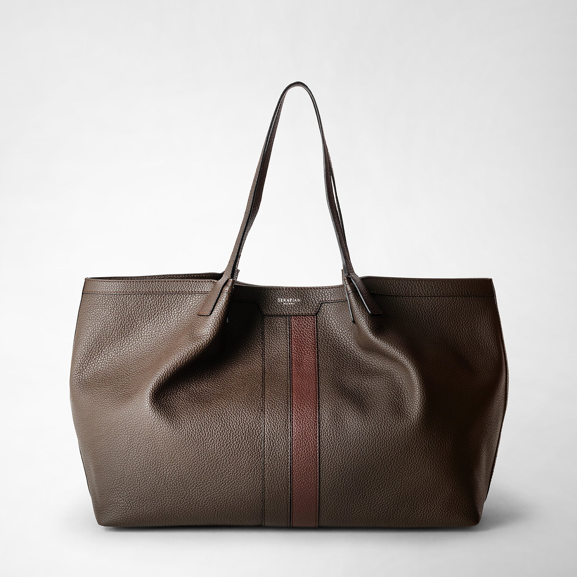 Secret tote bag cachemire leather espresso ruby red