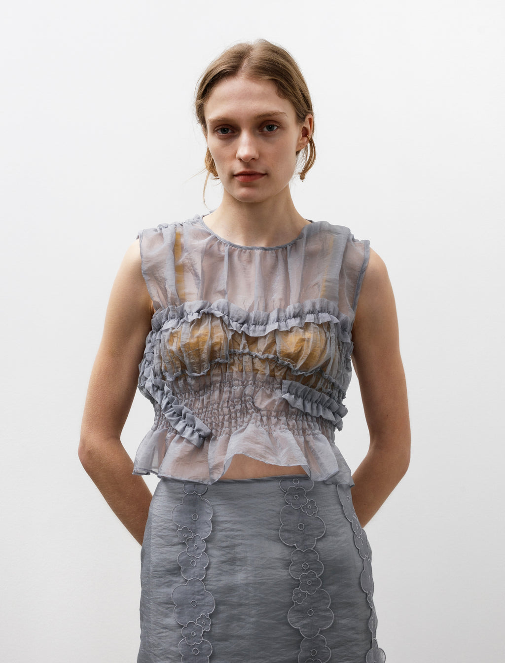 Cecilie Bahnsen Uphi Top Liquid Myrtia Grey – Neighbour