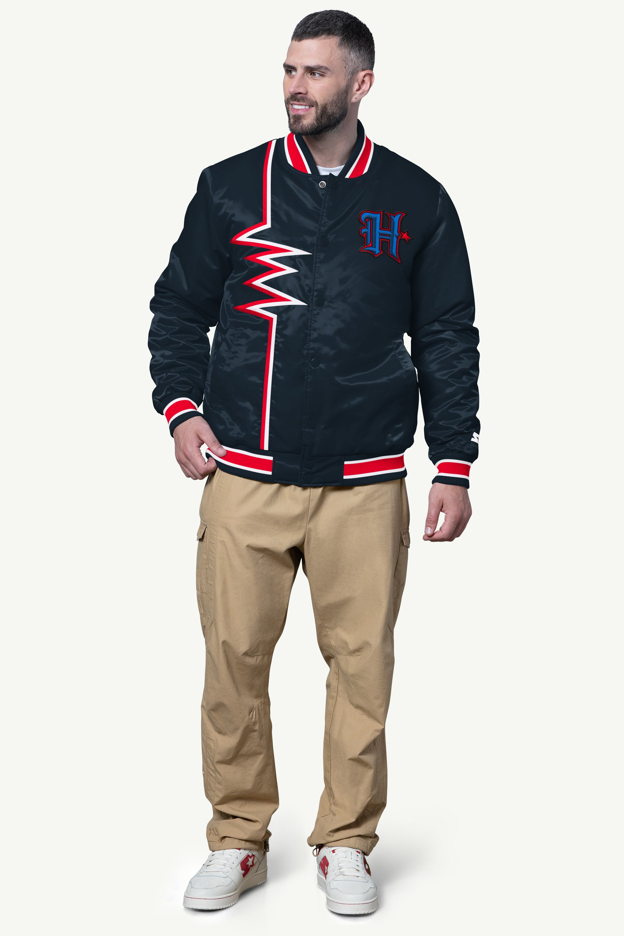 Mens Houston Texans Shock Wave Satin Jacket | NFL | Starter