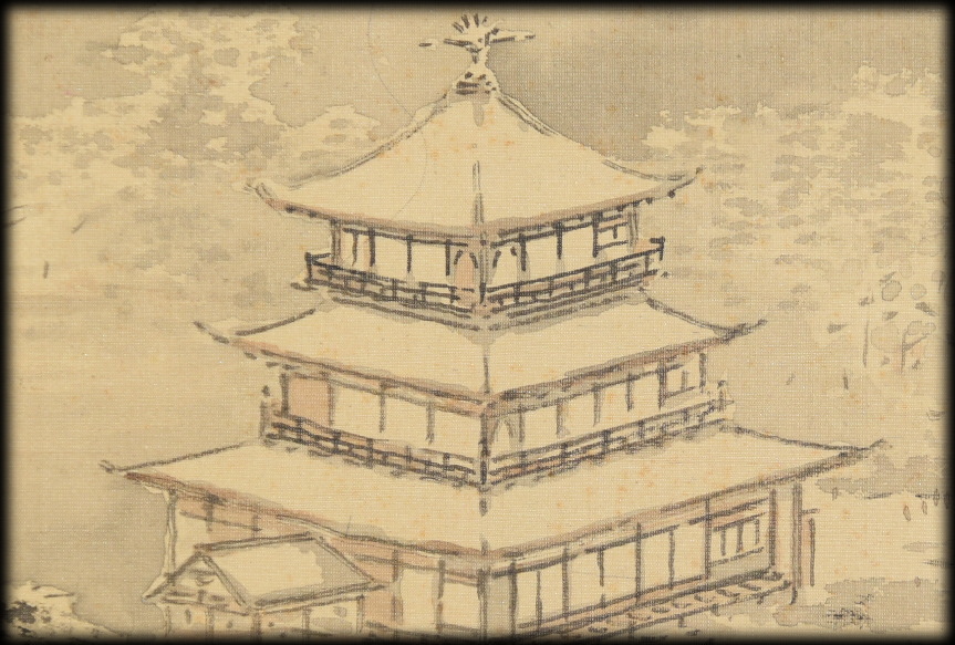 喜田華堂「雪中金閣寺図」：A-944j[掛け軸]古美術谷口