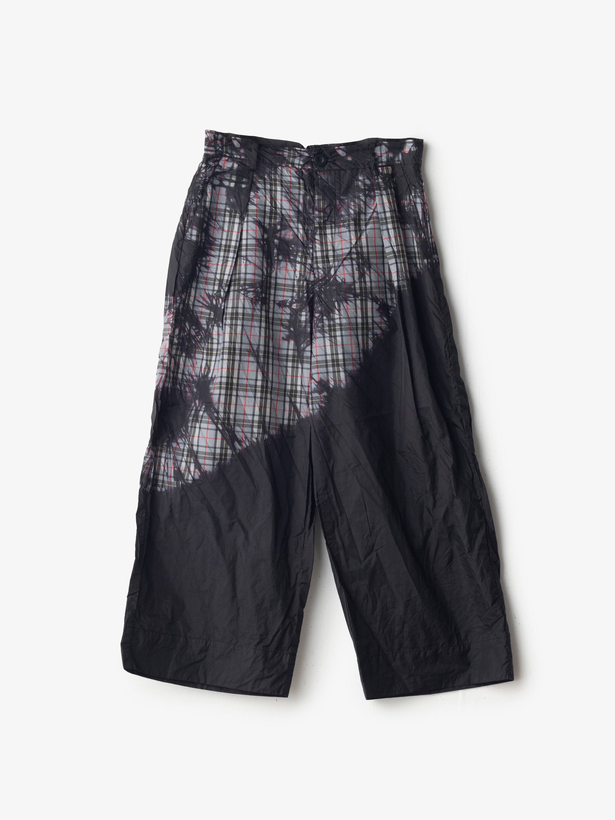 ワイドクロップドパンツ KAGE check GRAY 乙なもの｜宝島染工