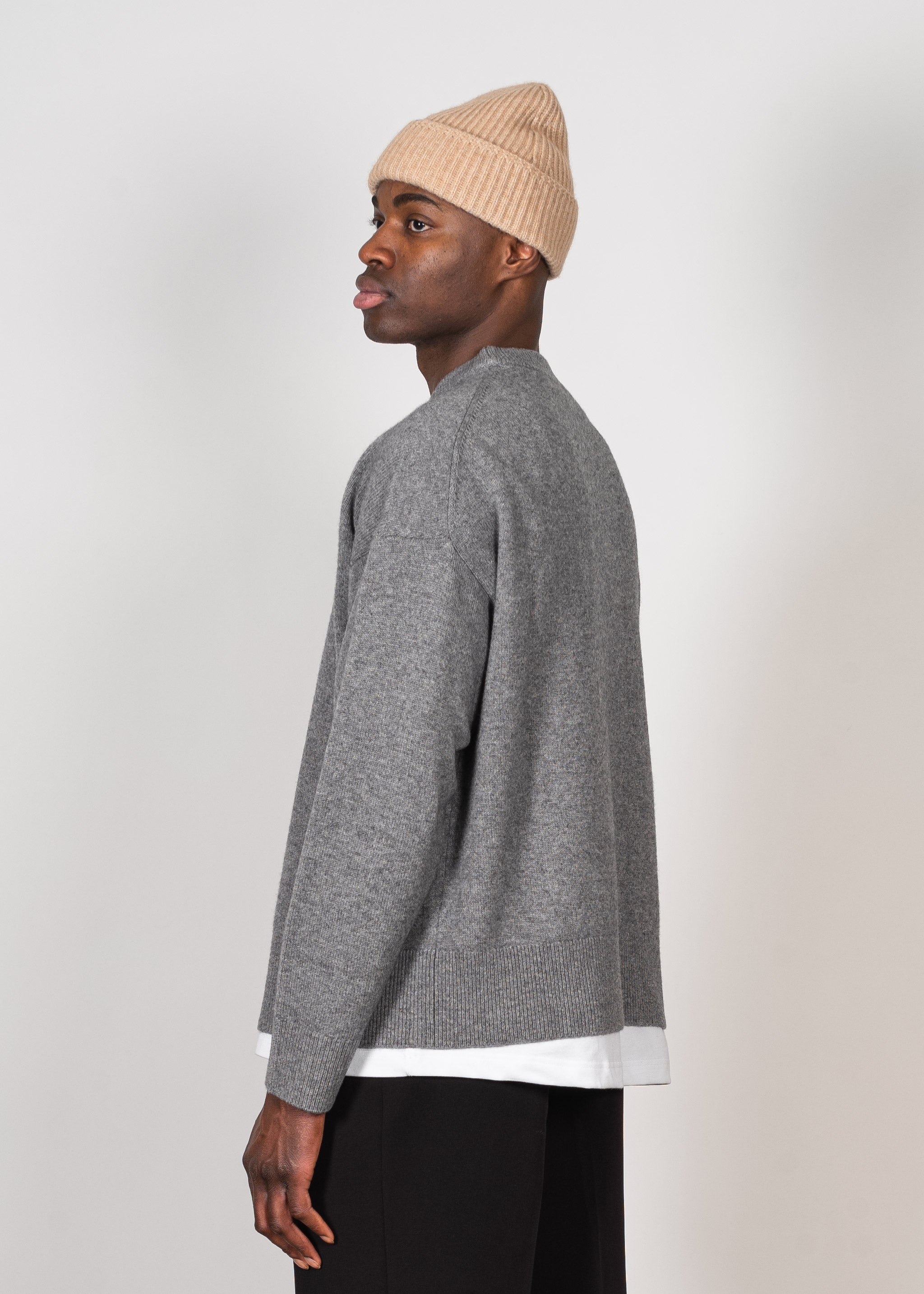 Cashmere Blend Oversized Sweater in Grey – Yacaia Y-0008 (Unisex)