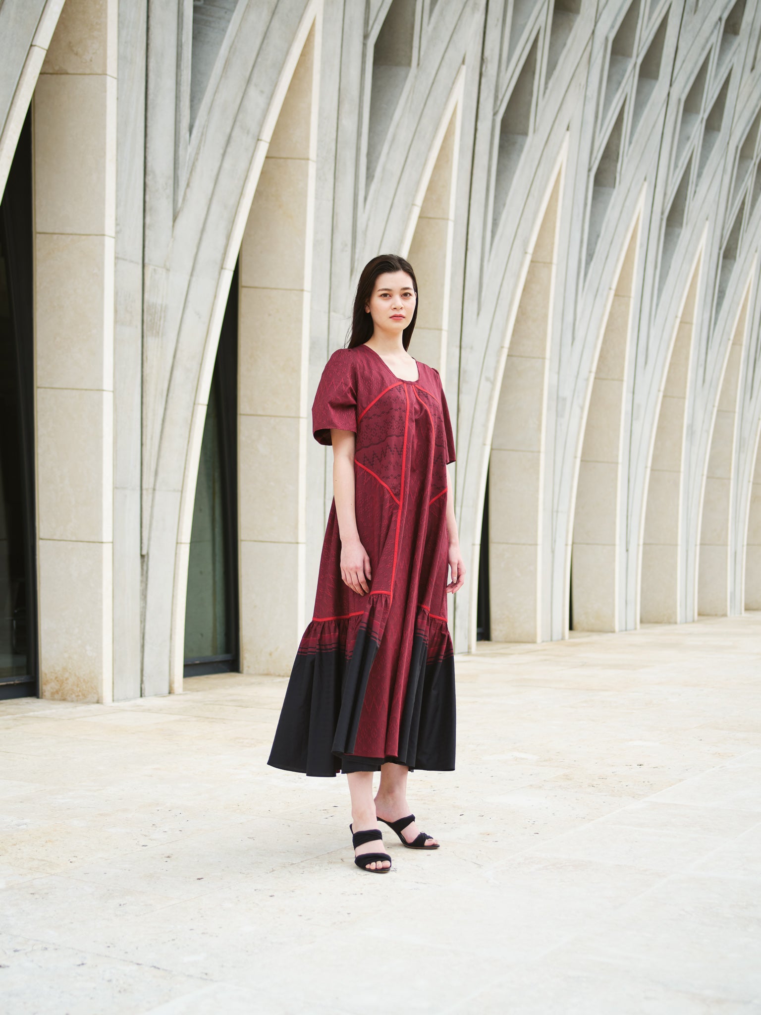 YOAKE】パッチワークワンピース