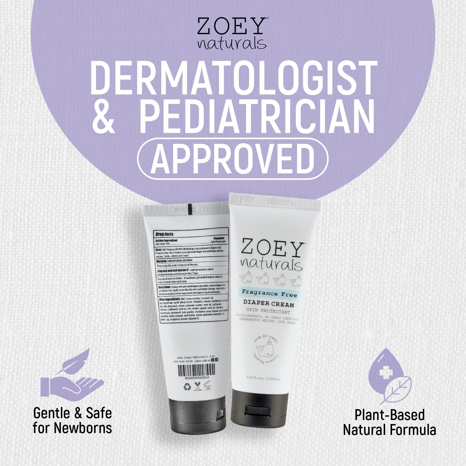 Zoey Naturals Zinc Oxide Diaper Rash Cream
