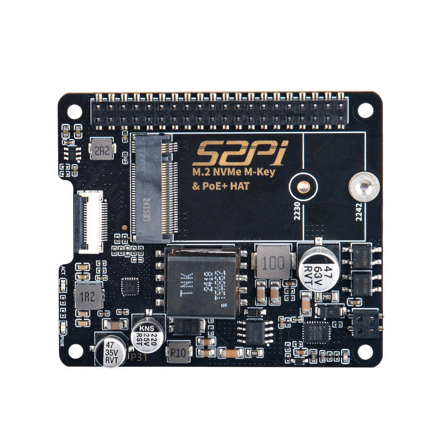 52Pi M.2 NVME M-KEY PoE+ Hat with Official Pi 5 Active Cooler for
