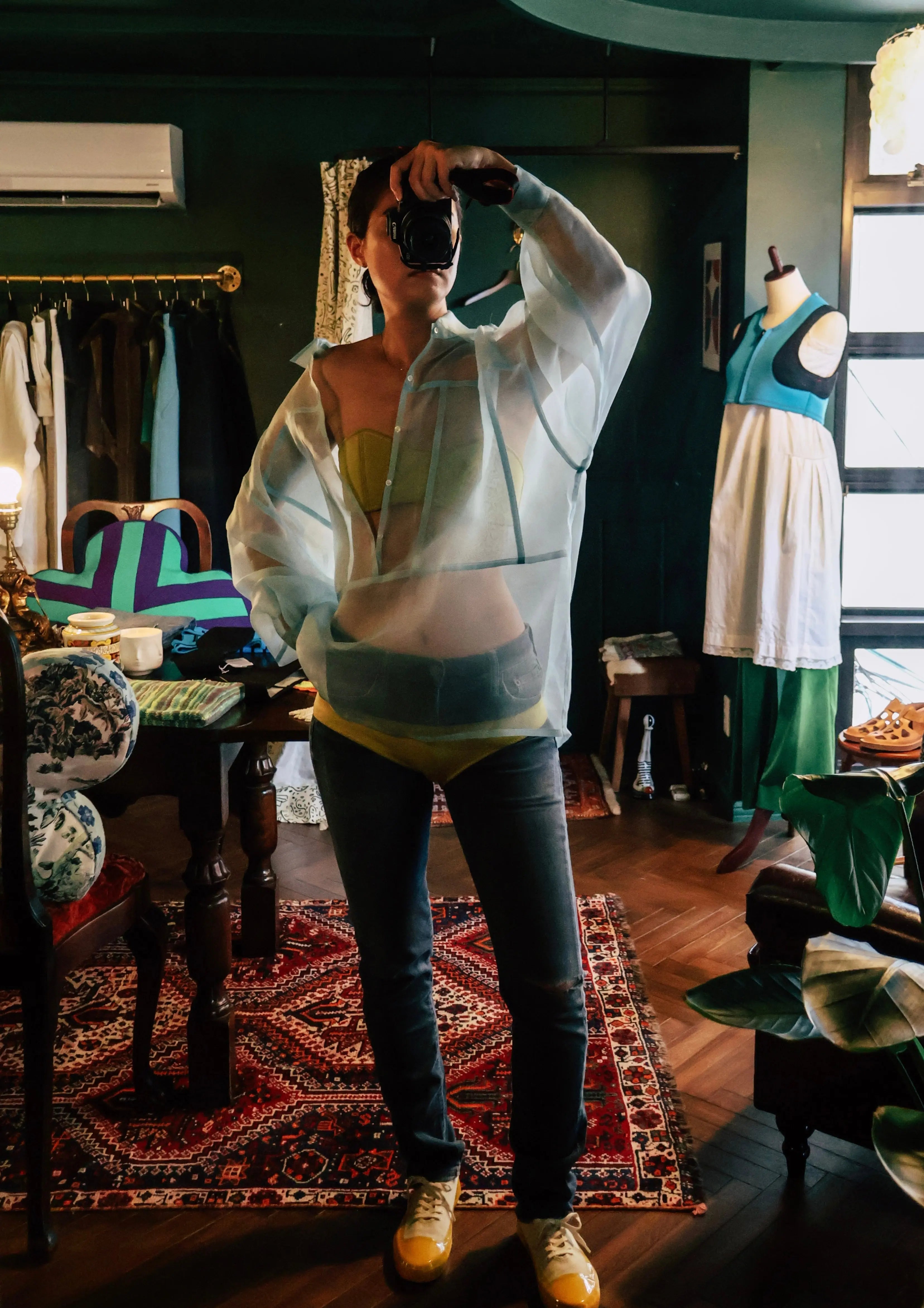 FUMIKA UCHIDA / ORGANZA OVER SHIRT / SAX - 601 | 京都ウィメンズ