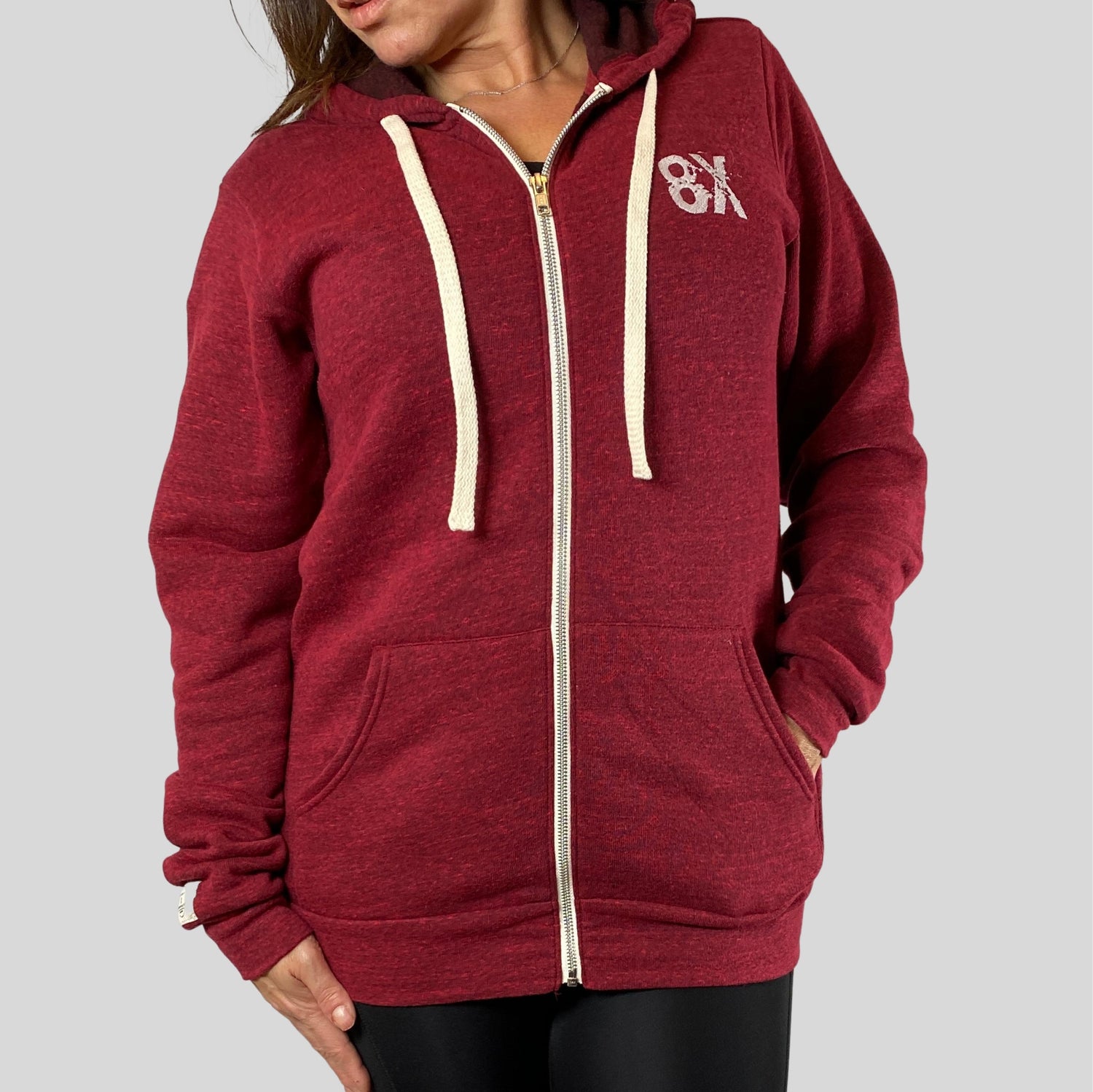 EVERYDAY | The VLAD | Full Zip Embroidered 8X Hoodie | Cardinal