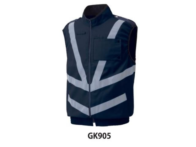 夏 警備用空調ベスト GK905空調服ベスト（反射付き） ネイビー（服地