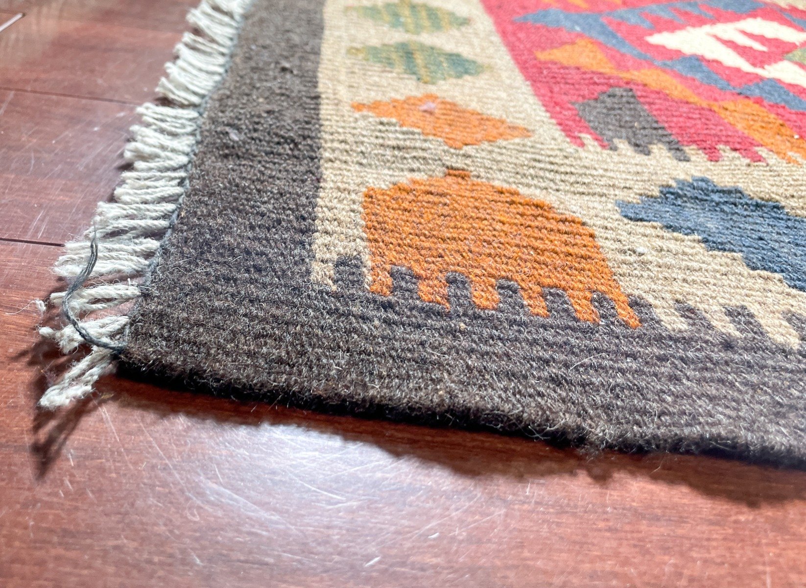 Kilim Natural Wool Hand Knotted Afghan Rug