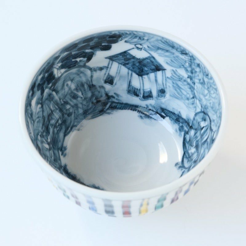 陶房六斎 幸之介窯（とうぼうろくさい こうのすけがま） 山水彩十草 飯