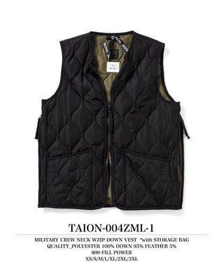 ミリタリー クルーネックWジップ ダウンベスト – TAIONインナーダウン