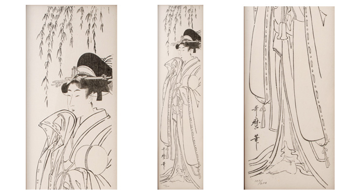 古版木摺り 渡辺美術館 喜多川歌麿筆浮世絵「蹴鞠之図」 | 竹中木版印刷所