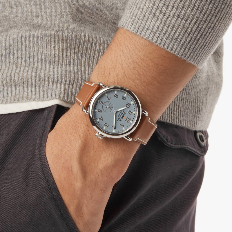 41MM Runwell Slate Blue Dial with Largo Tan Leather Strap