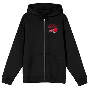 Dr Pepper Strawberries And Cream Adult Black Long Sleeve Zip-Up