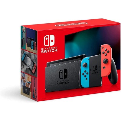 Nintendo Switch With Neon Blue and Neon Red Joy Con Gaming Console