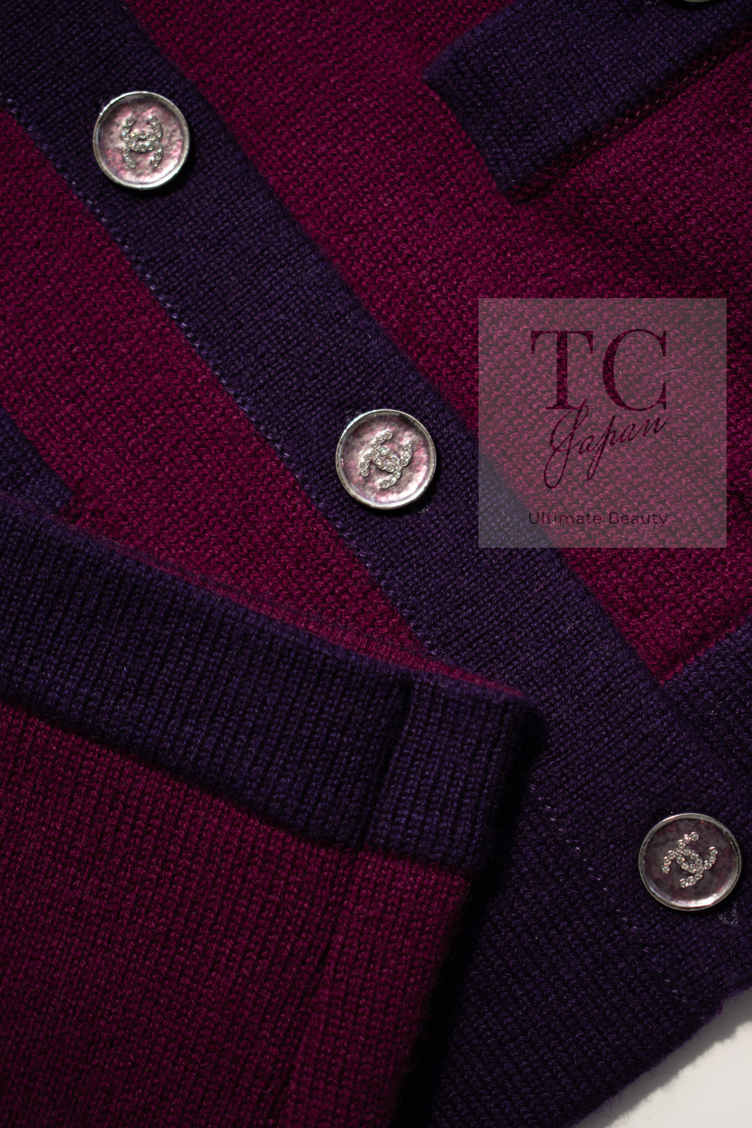 シャネル カーディガン CHANEL プラム パープル ココ ボタン