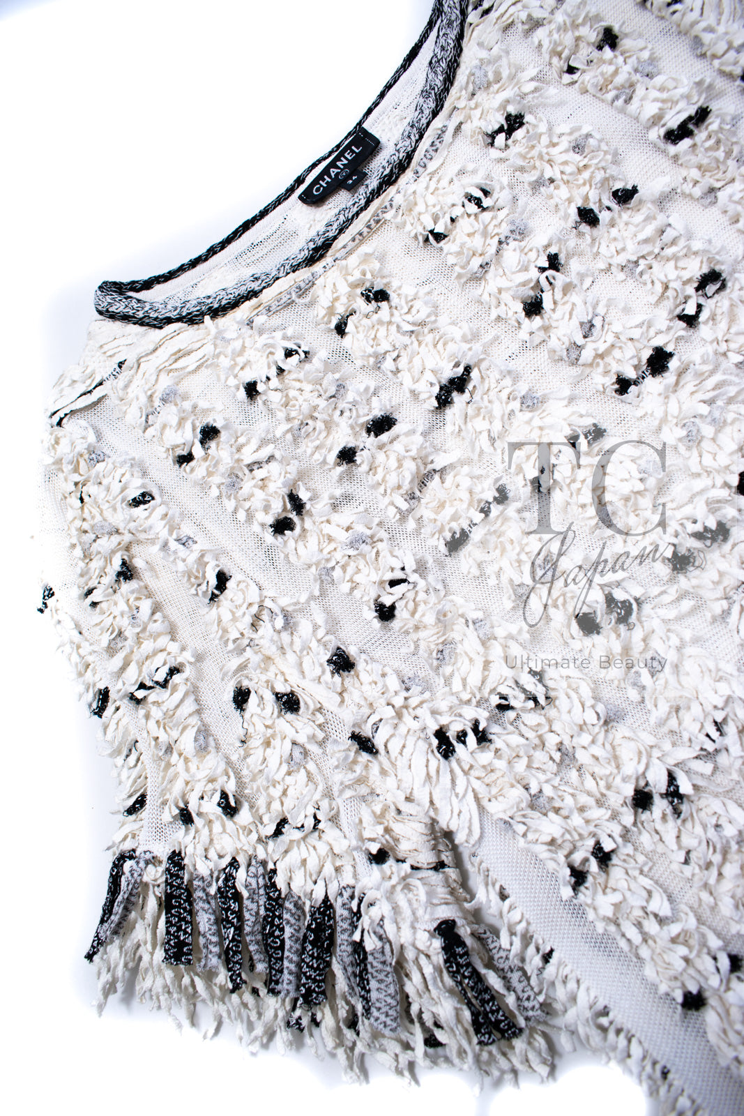 シャネル ワンピース トップス CHANEL アイボリー ブラック ロゴ