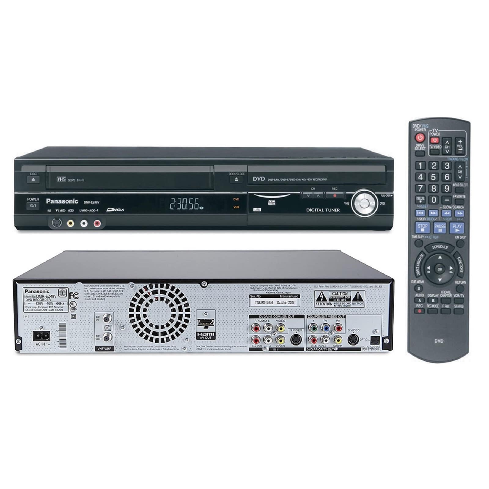 Panasonic DMR-EZ485V DVD Recorder VCR Combo HDMI – TekRevolt