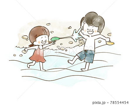 水鉄砲で遊んでいる子供たちのイラスト素材 [78554454] - PIXTA