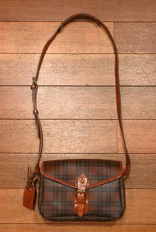 USED) 90s ポロラルフローレン PVC×レザー タータンチェック柄の