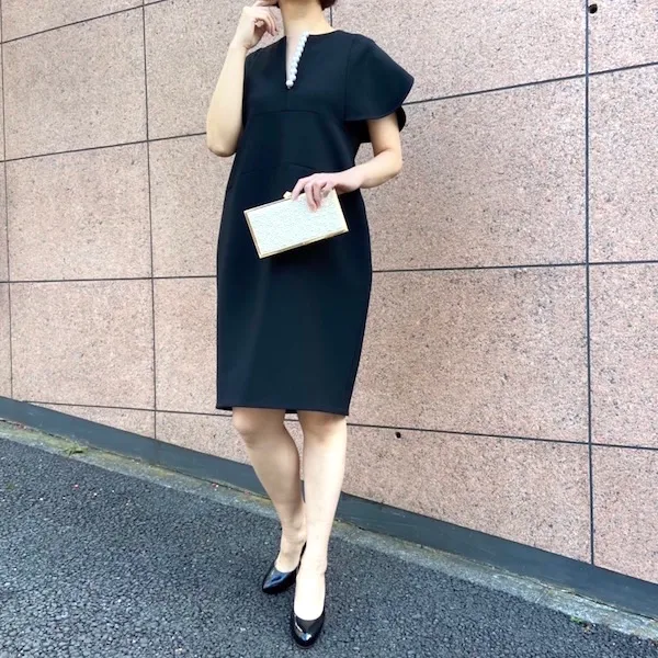 YOKO CHAN（ヨーコチャン） フレアスリーブパールスリットラインドレス