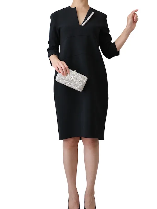 YOKO CHAN（ヨーコチャン） ロングスリーブパールドレス（ブラック