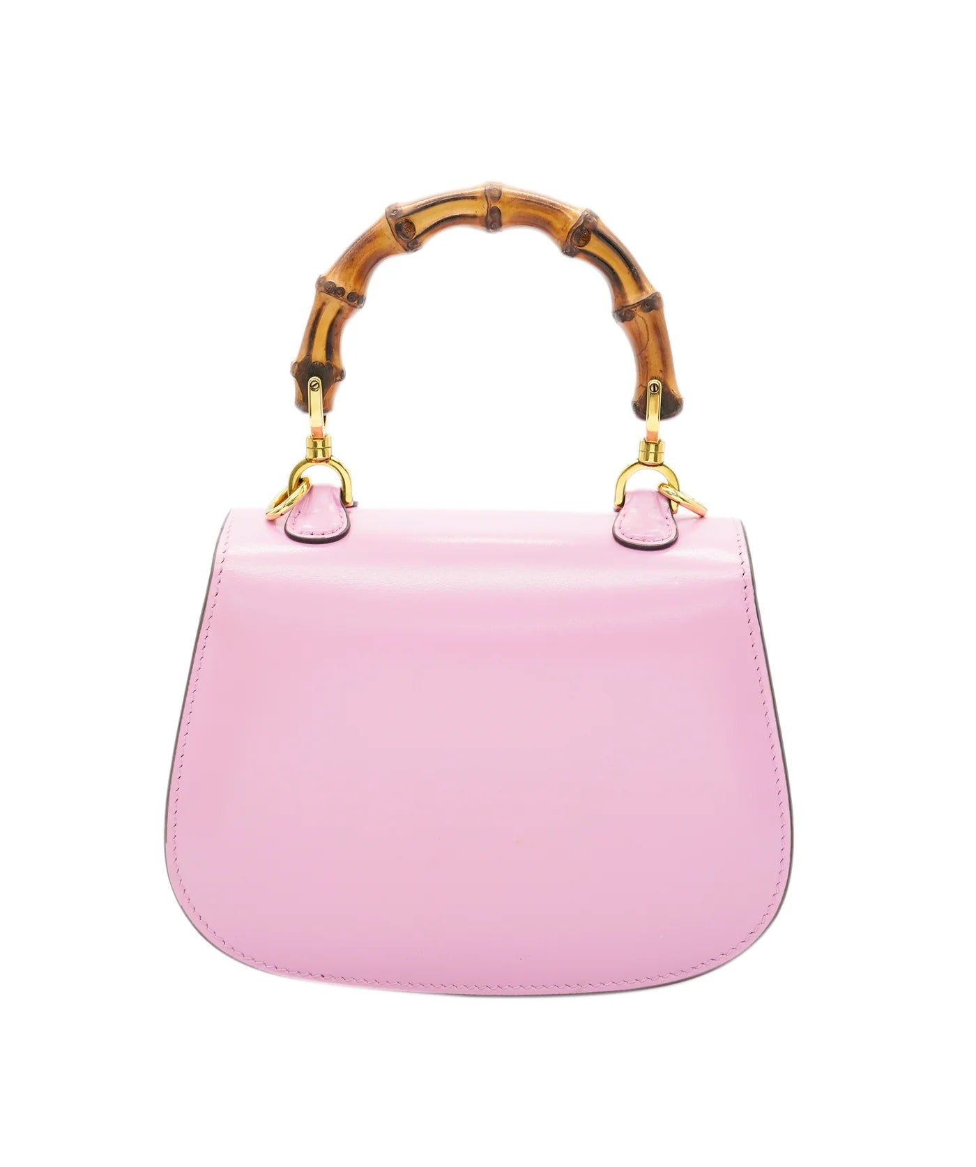 GUCCI - Pink Boarded Dyana Lux Calfskin Web Mini Bamboo 1947 Top Handl