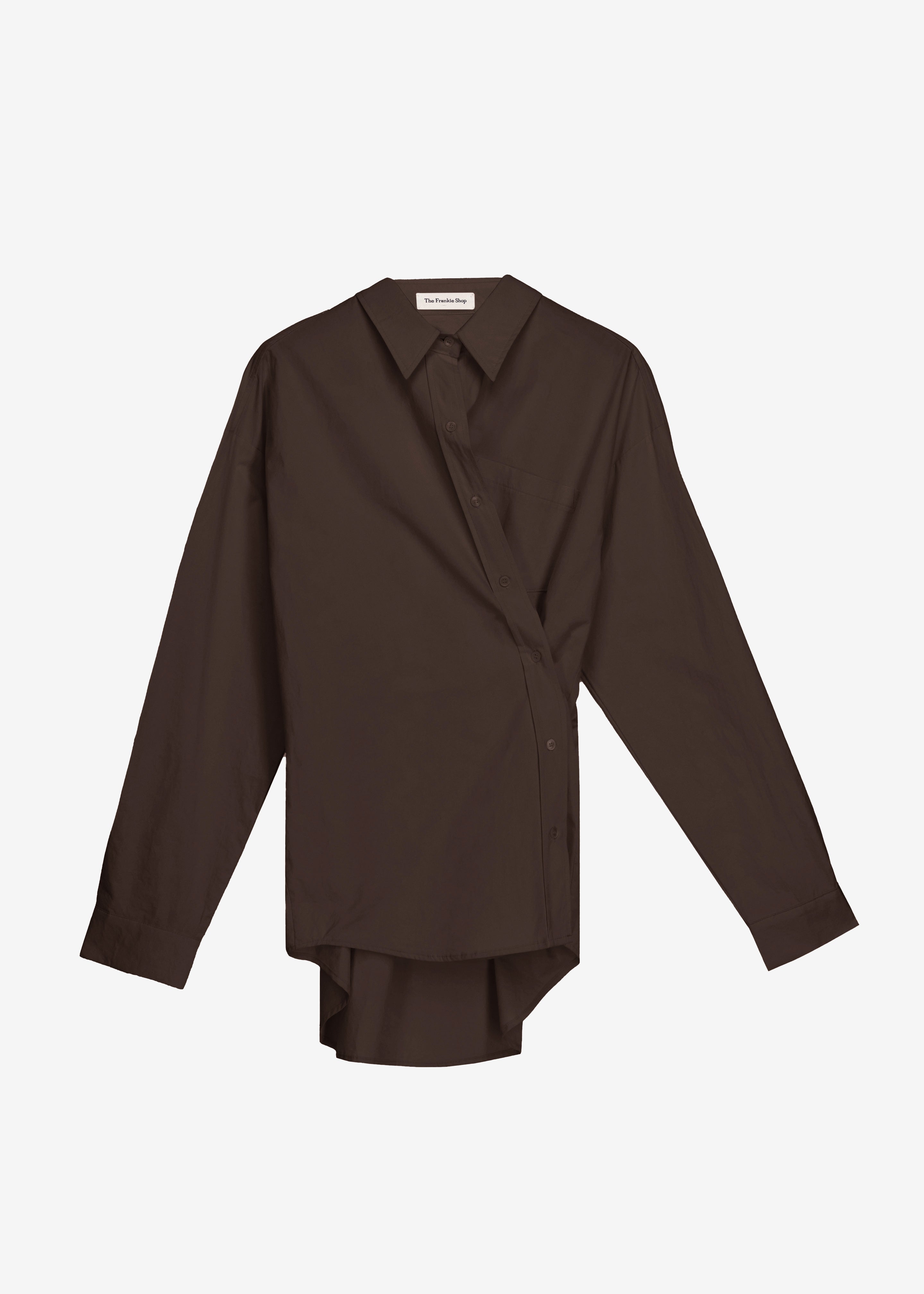Ornella Side Button-Up Shirt - Brown – The Frankie Shop