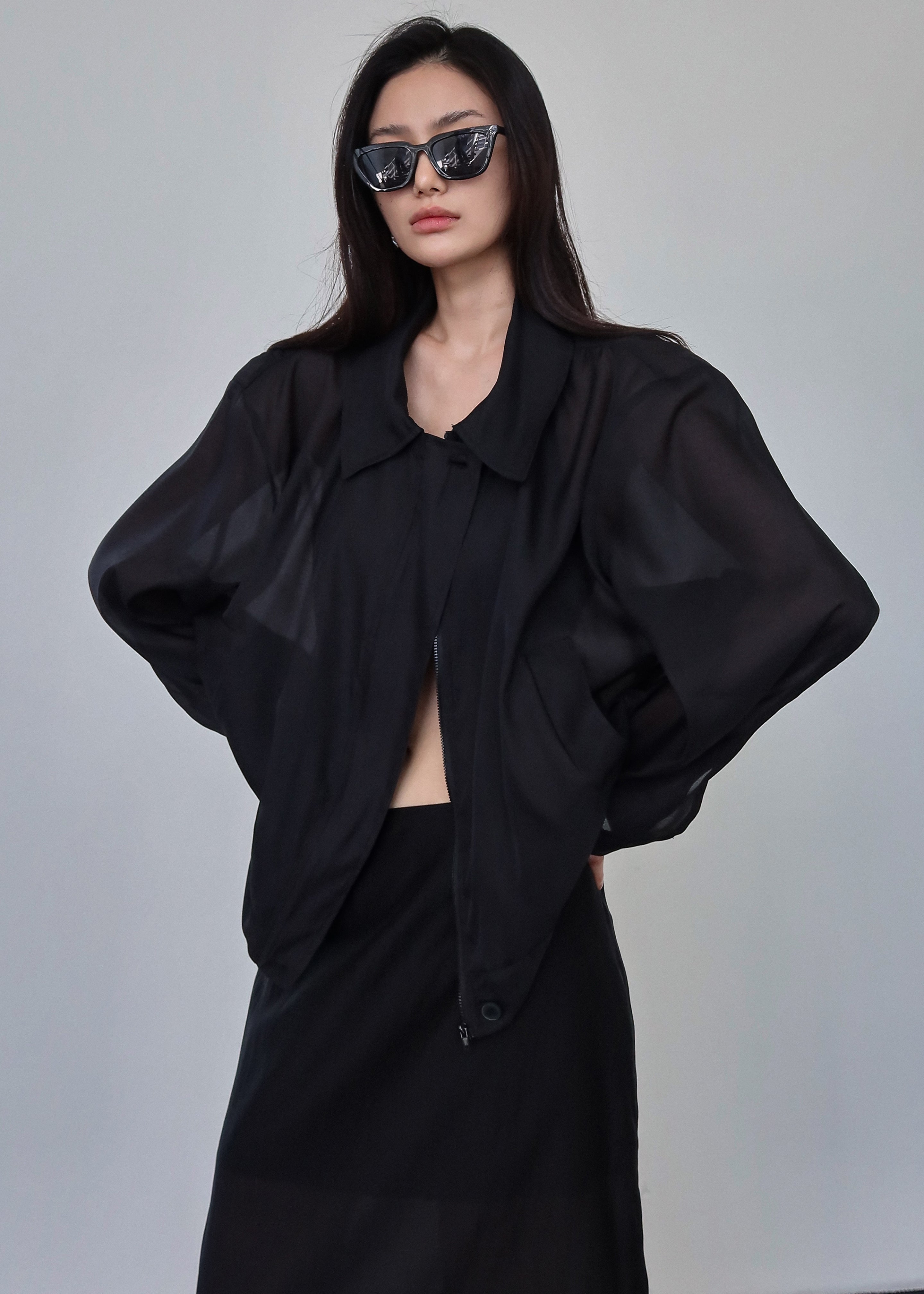 Soller Sheer Jacket - Black – The Frankie Shop