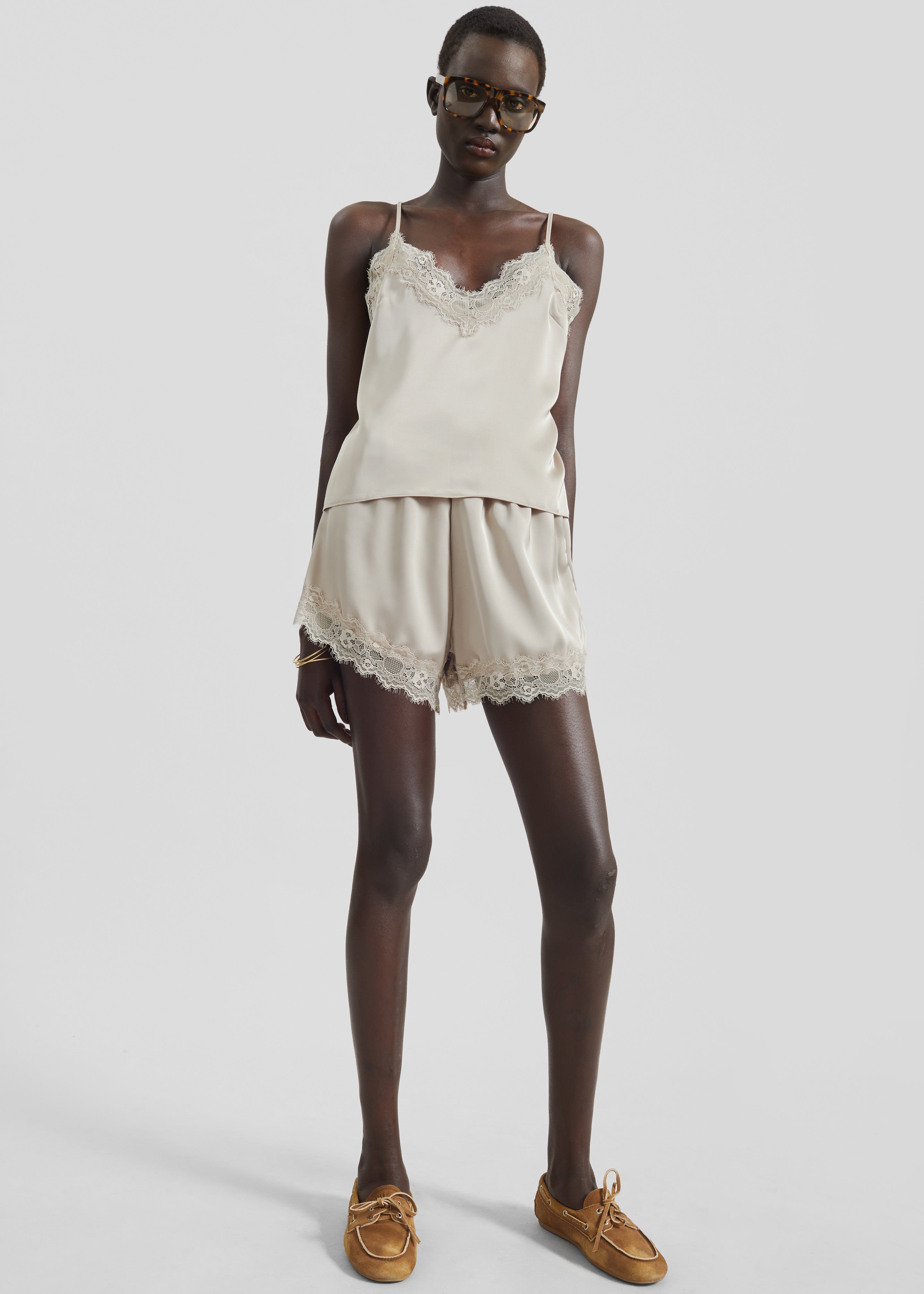 Varnell Satin Lace Top - Beige – The Frankie Shop