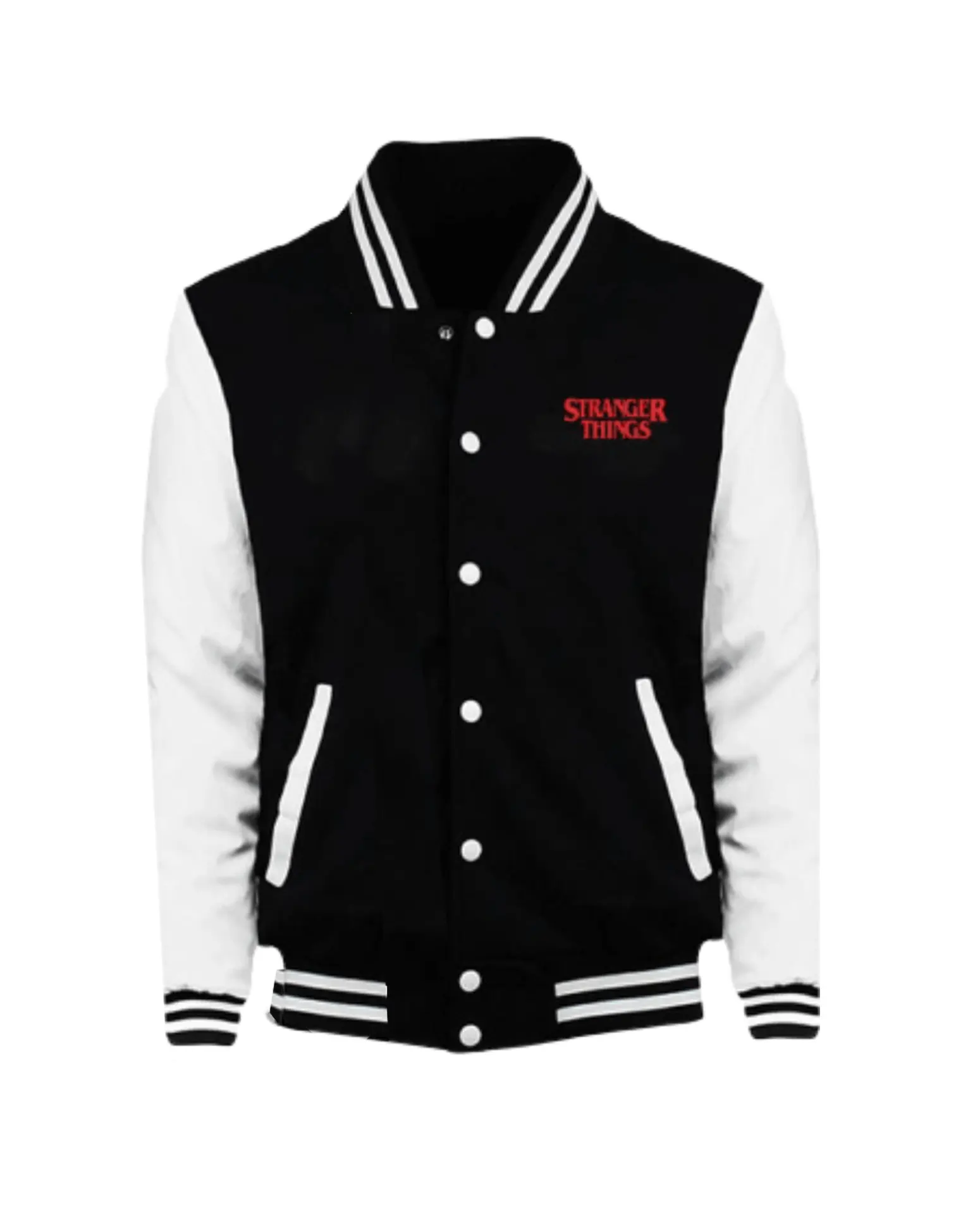 Stranger Things Letterman Black Varsity Jacket | Black Jacket