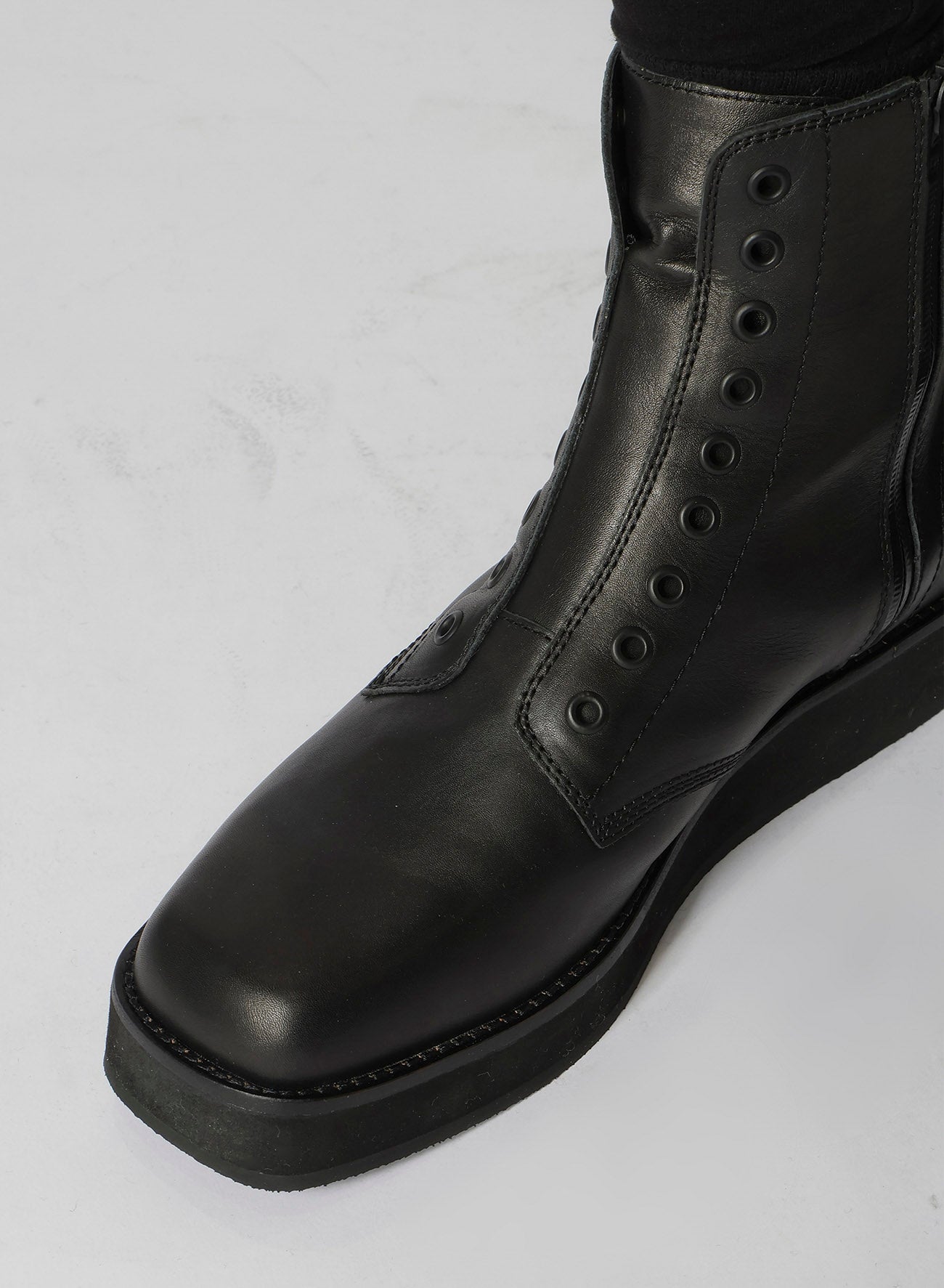 MAT OIL LEATHER SQUARE TOE ZIP BOOTS – THE SHOP YOHJI YAMAMOTO