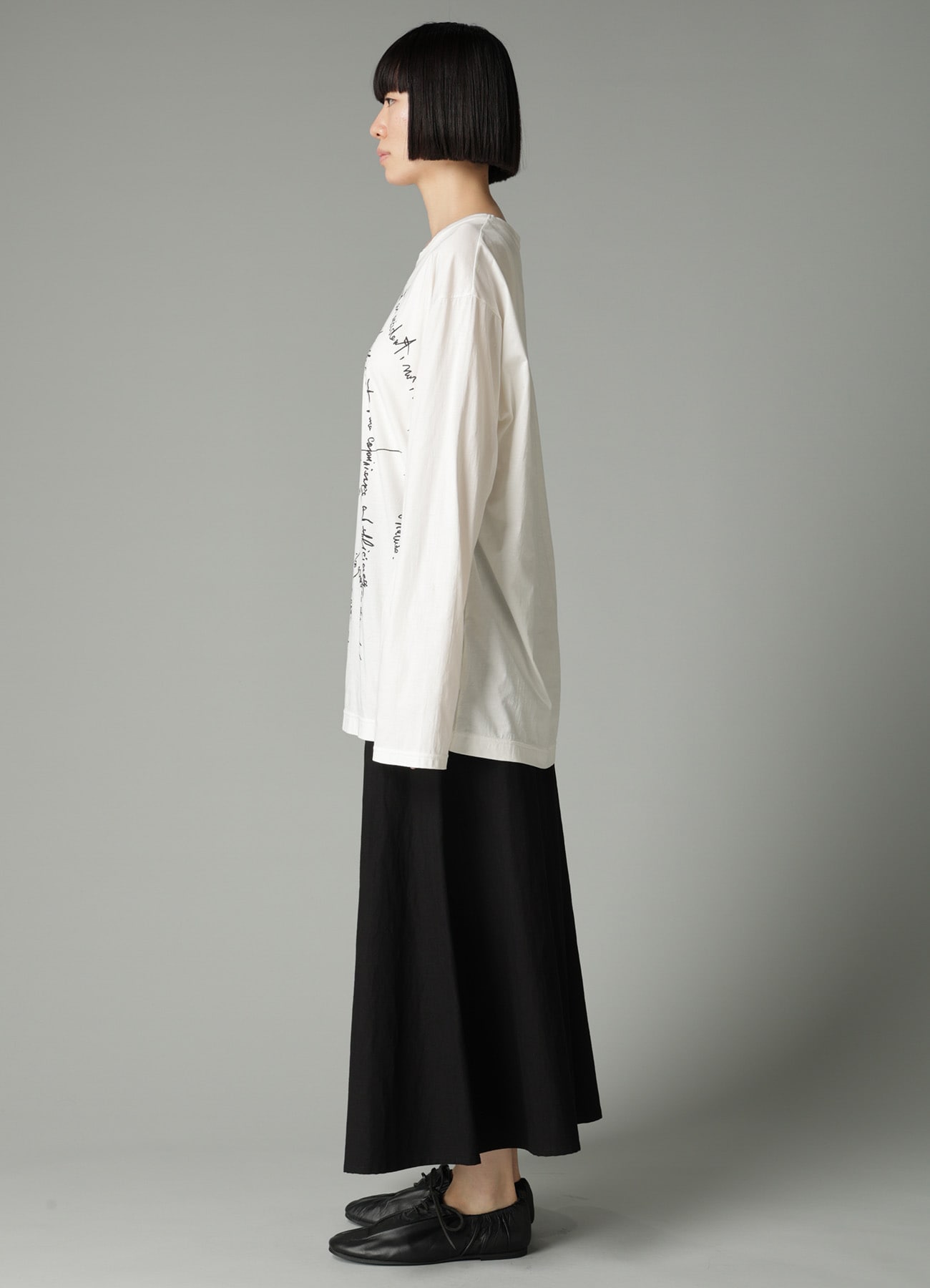 COTTON SINGLE JERSEY HAND WRITING PT LONG SLV T(S Off White