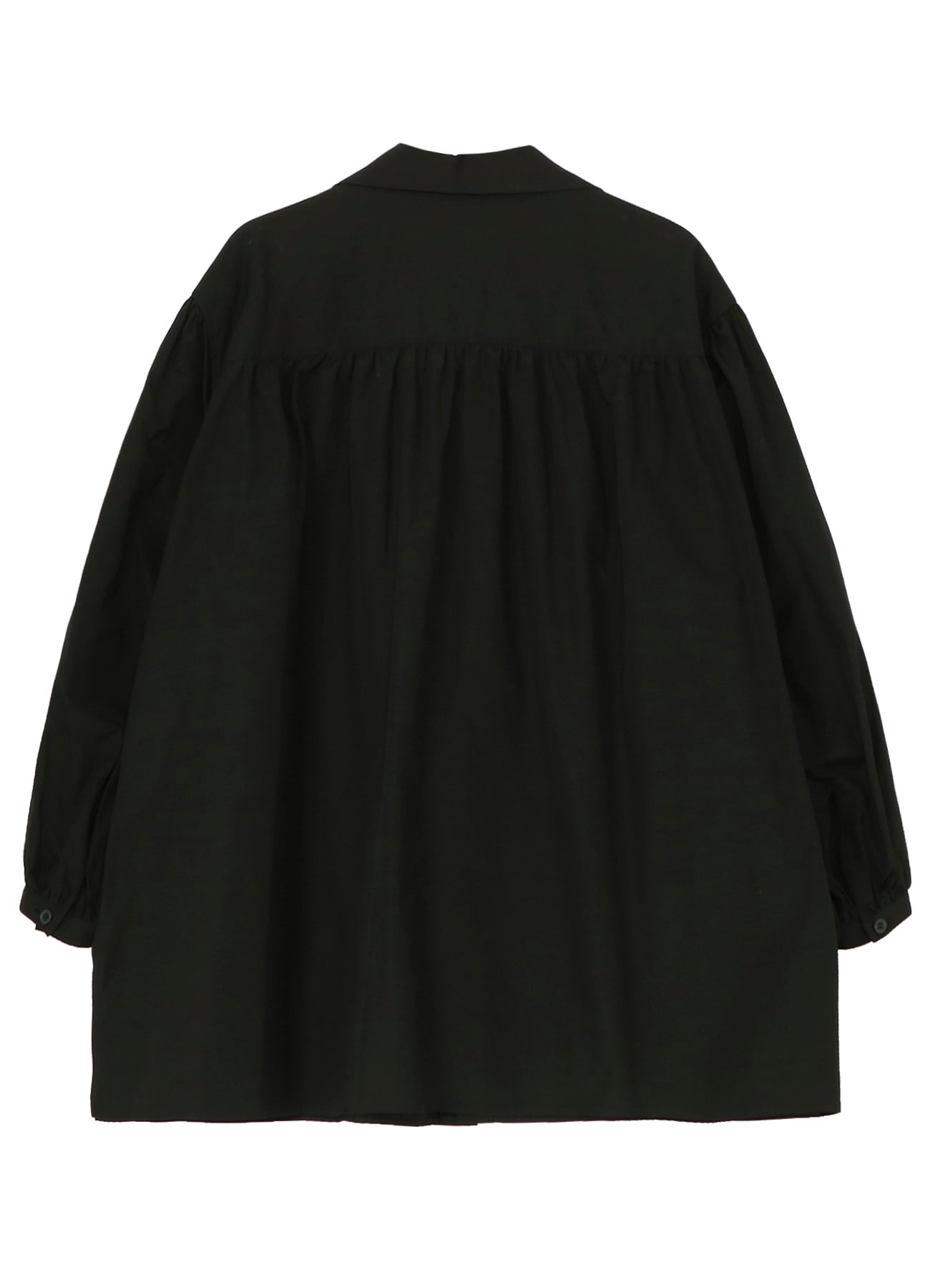 COTTON BROAD FRILLED GATHER BLOUSE(S Black): Yohji Yamamoto POUR