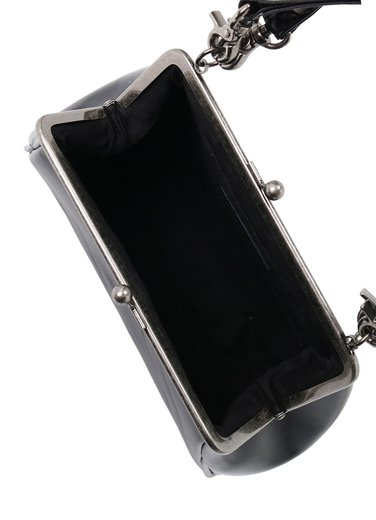 SEMI-MATTE LEATHER SHOULDER BAG W/ METAL CLASP(FREE SIZE Black