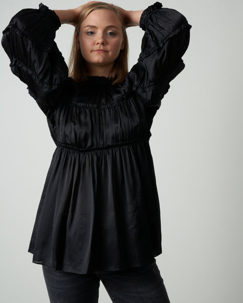 Zimmermann Silk Tiered Blouse Black