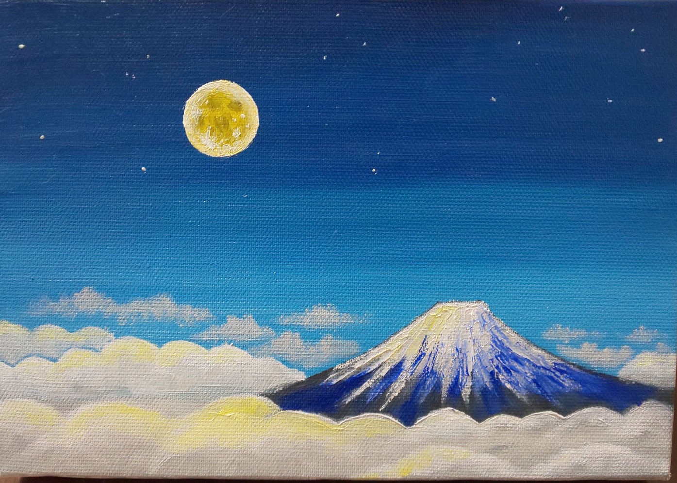 富士山と月 | 白薔薇 ｜インテリア絵画 アートの専門通販