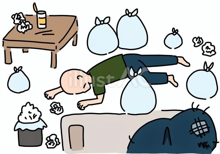 高齢男性の孤独死 カラーイラスト - No: 24926299｜無料イラスト