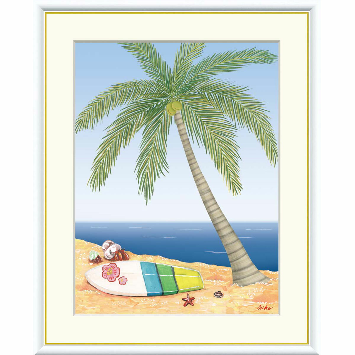 ヤシの木額入り装飾版画 1月限定価格！ ヤシの木額入り装飾版画