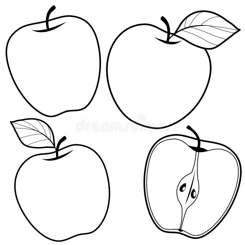 Apples Black White Stock Illustrations – 2,673 Apples Black White