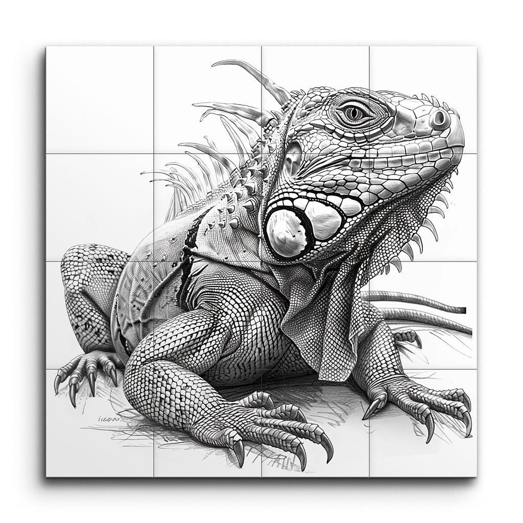 Stunning Iguana Tile Mural: Hyper-Realistic Art