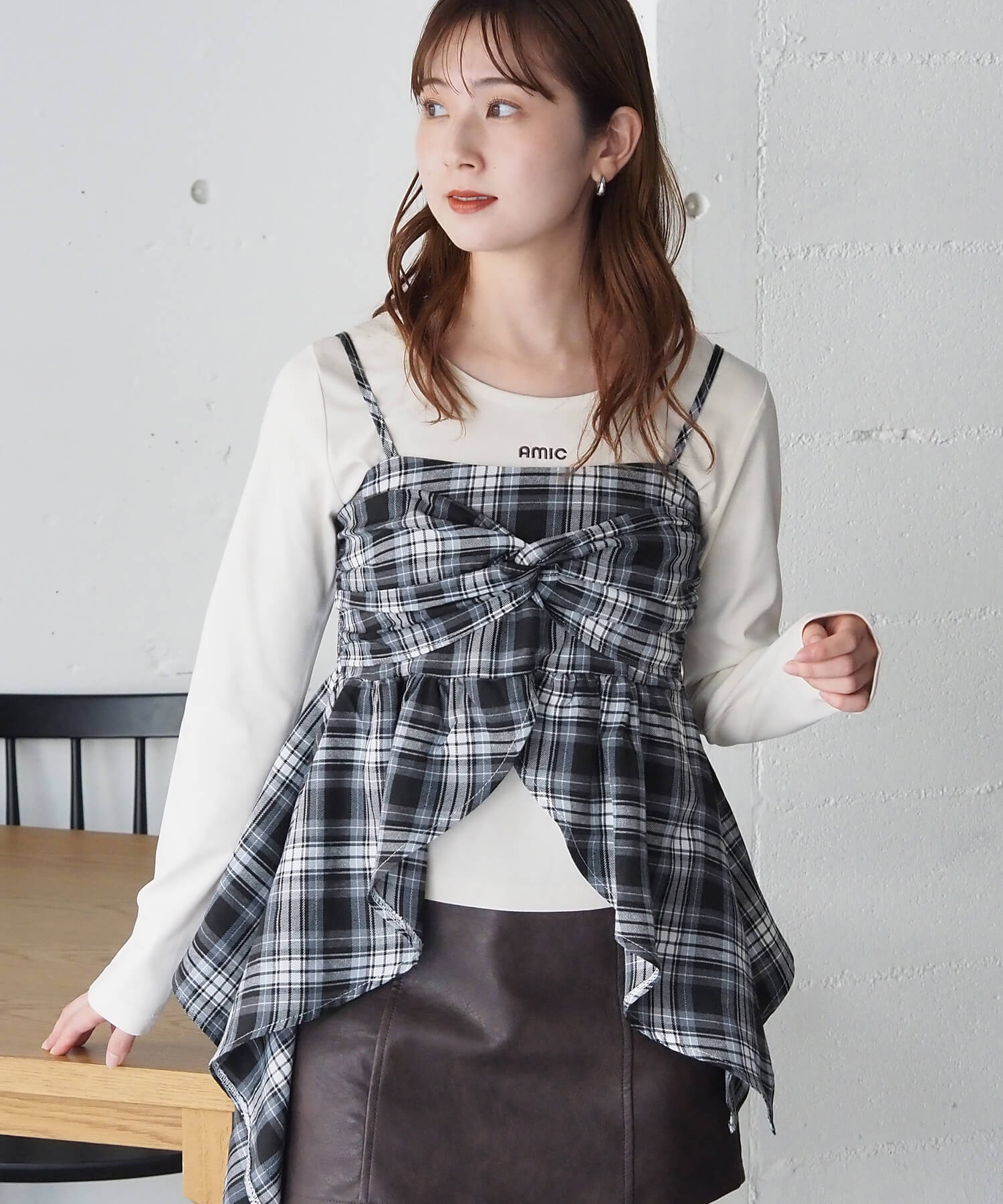 tiptop+pocket ティップトッププラスポケット / チェックアシメフリル