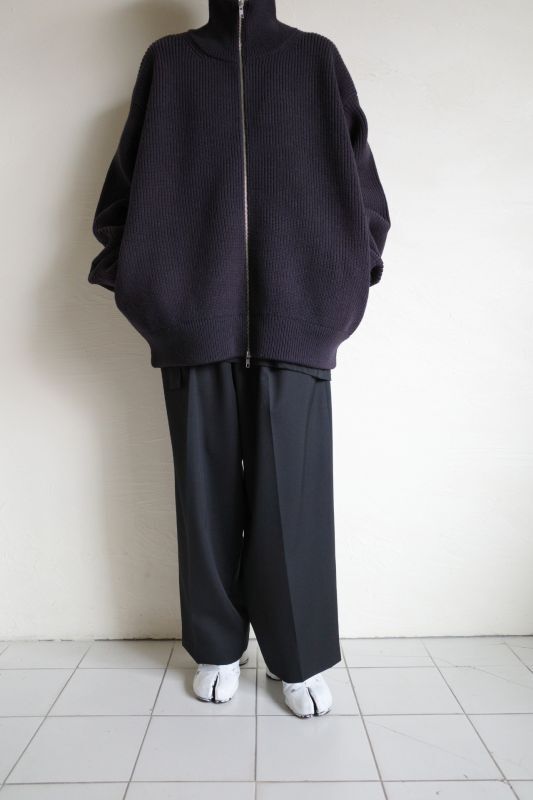 stein OVERSIZED DRIVERS KNIT ZIP JACKET・DARK NAVY - tity