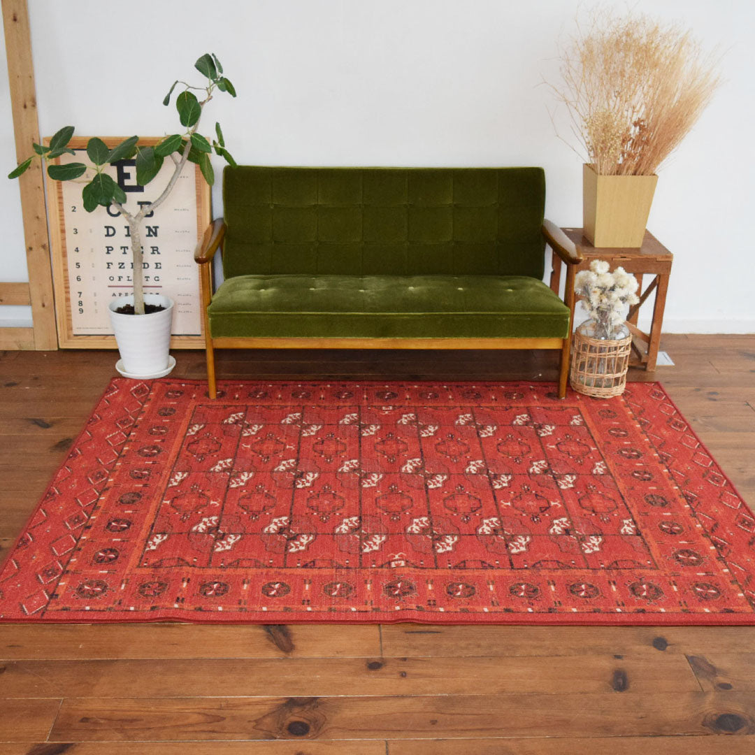 トルコ ヴィンテージラグ オレンジ フローラル トルコ ヴィンテージ