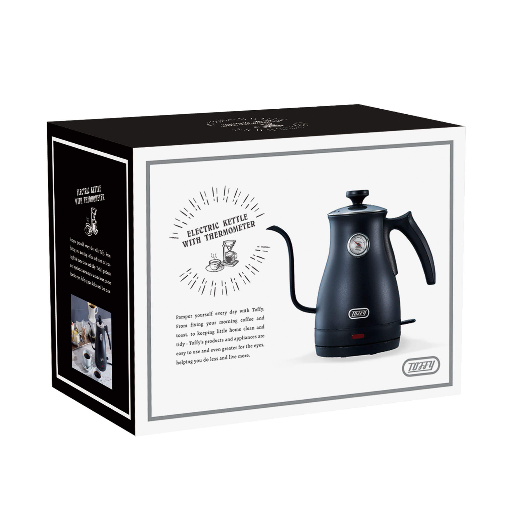 新品】Toffy 温度計付き電気ケトル ペールアクア K-KT3-PA 新品】Toffy