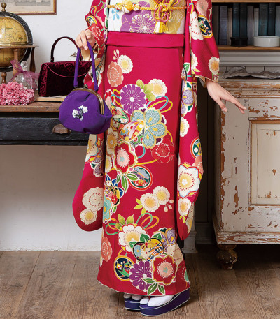 MKオリジナル 振袖用草履バッグセット（梅と鶴刺繍 紫） MK13-0043-ZB